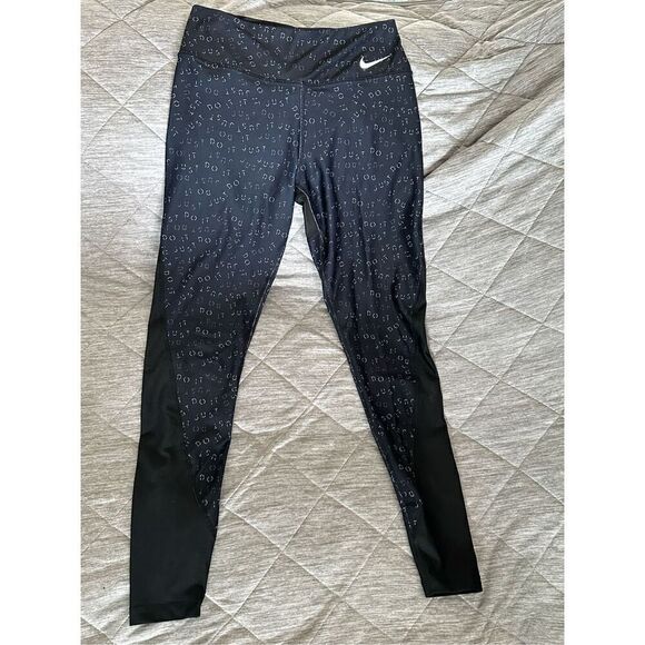 Nike Just Do It logo Dri‎ Fit ankle length leggings Womens S Black Activewear - Picture 1 of 6